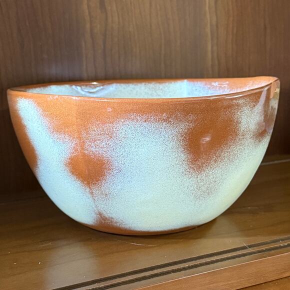 Vintage Frankoma Pottery Serving Bowl Plainsman Gold 5N 10.25” across. FLAW - Picture 1 of 7